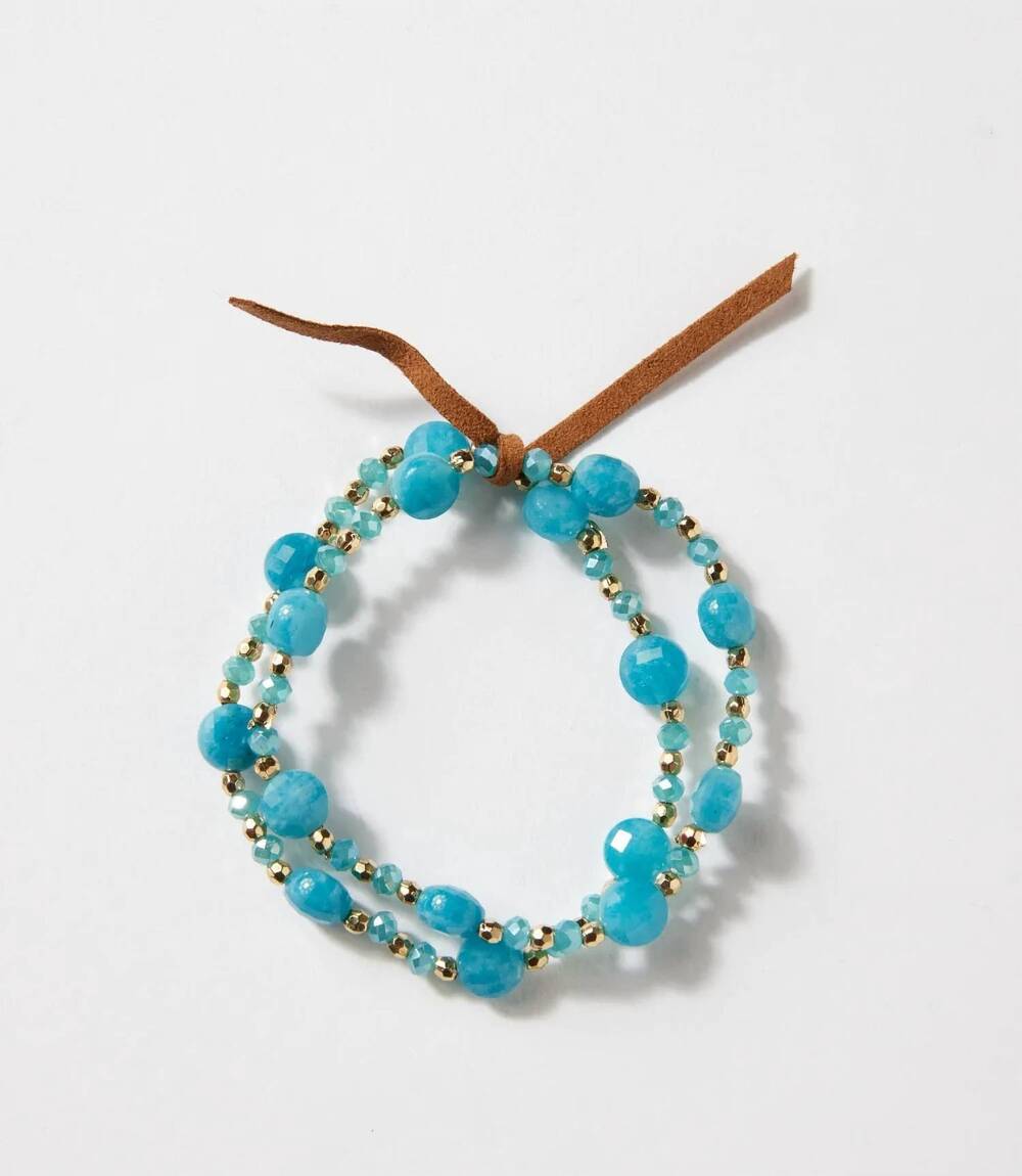 NEW MARLYN SCHIFF women's beaded 2 set bracelets in turquoise